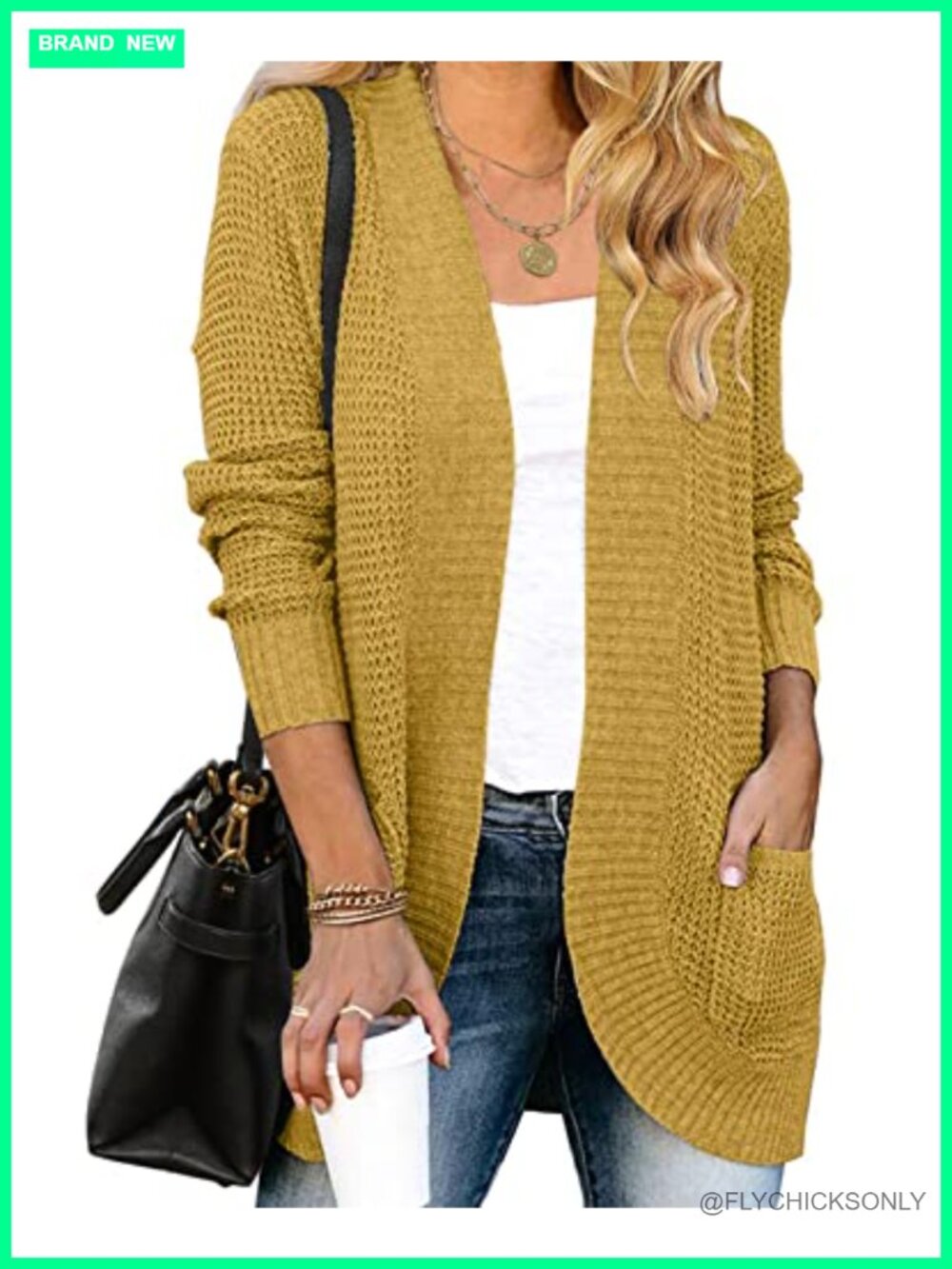Womens Long Sleeve Open Front Cardigan Chunky Knit Draped Sweater